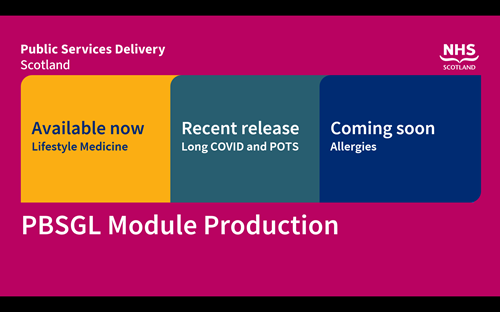 Picture noting module production information - Available now, Lifestyle Medicine, Recent release, Long COVID and POTS and Coming soon - Allergies